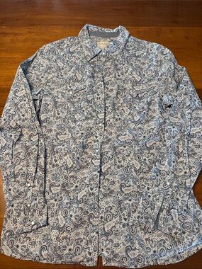 Roper Light Blue and White Paisley Button-Down Shirt